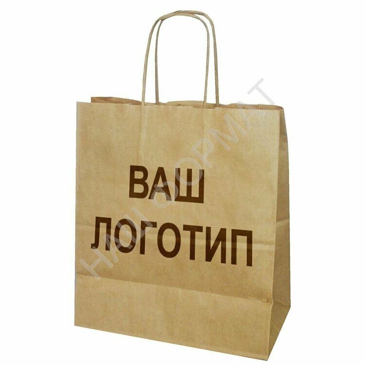 Крафт пакет с кручеными  ручками 240х105х320 бурый/белый (250 шт. в кор.)